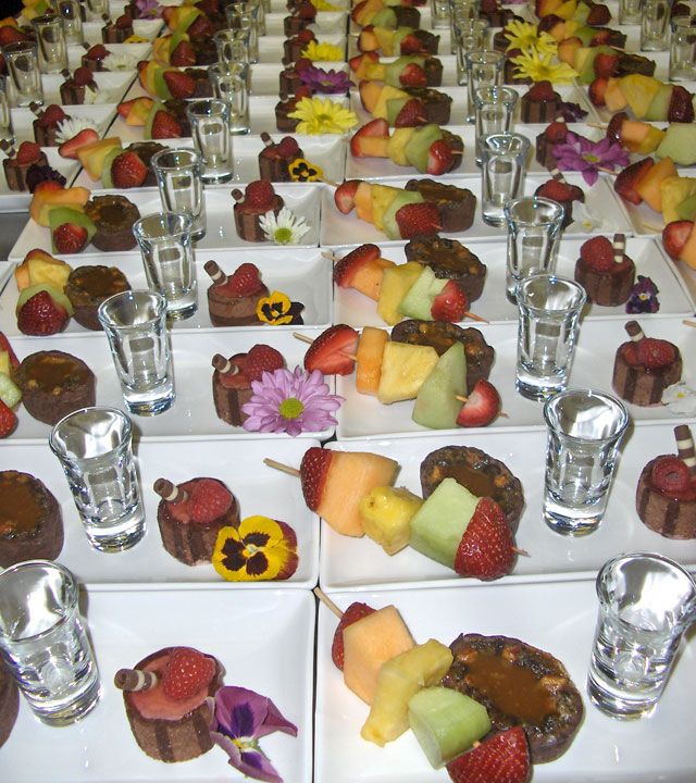 fruit and chocolate cake plates